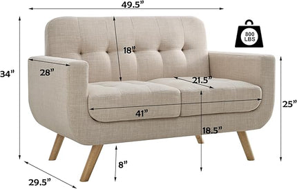 ROSEVERA Elena Contemporary Accent Armchair with Linen Upholstery Living Room Furniture, Beige - LeafyLoom