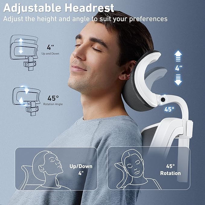 Office Chair, Ergonomic Desk Chair High Back Computer Chair Swivel Mesh Task Chair with Adjustable Lumbar Support Armrests Headrest White - LeafyLoom