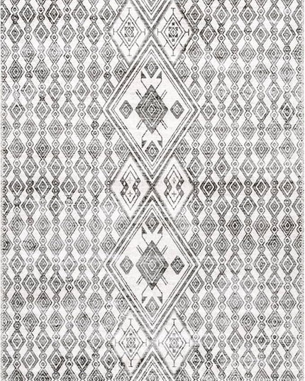 nuLOOM Hettie Transitional Tribal Machine Washable Ultra Thin Runner Rug, 2' 6" x 8', Light Grey - LeafyLoom