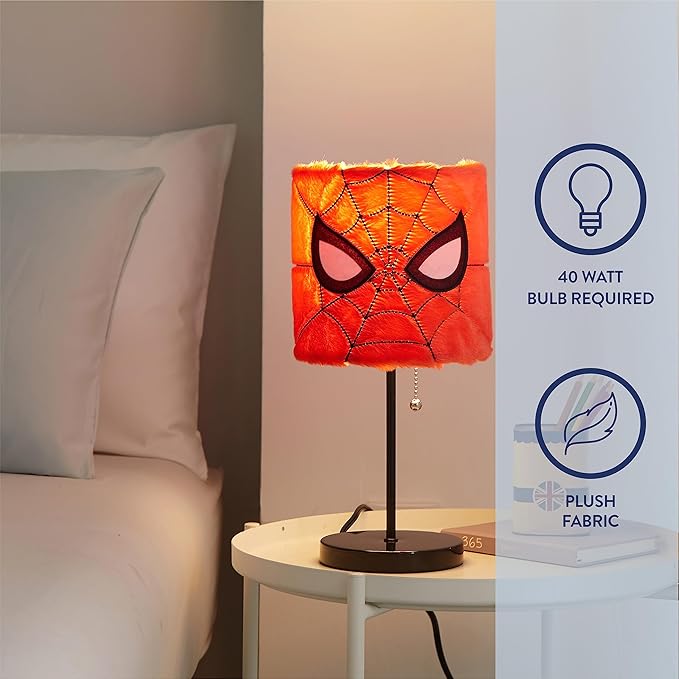 Idea Nuova Marvel Spiderman Plush Shade Stick Table Lamp, Red - LeafyLoom