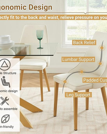 Dining Chairs Set of 2, Modern and Minimalist Leisure Backrest Velvet Chairs. Leisure Upholstered Velvet Dining Chair with Gold Metal Chromed Legs - LeafyLoom