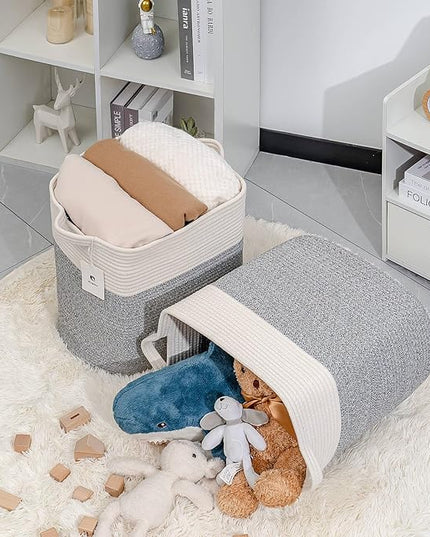 Hamper Toy Storage Collapsible Laundry Bin, Medium Fabric Organizer, 2pack - Silver Gray - LeafyLoom
