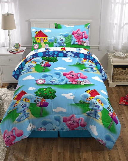 Franco Kids Bedding Super Soft Comforter and Sheet Set with Sham, 5 Piece Twin Size, Blues Clues - LeafyLoom