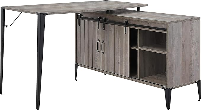 NicBex Kimberly-DW-00023-LWJ Home Office Desks, 48"x48"x31", Gray Oak - LeafyLoom
