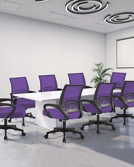 Yaheetech Office Chair Ergonomic Mesh Chair w/Lumbar Support Armrest Wheels Comfortable Racing Seat Adjustable Swivel Rolling Home Executive Mid Back Computer Chair for Adults, Purple - LeafyLoom