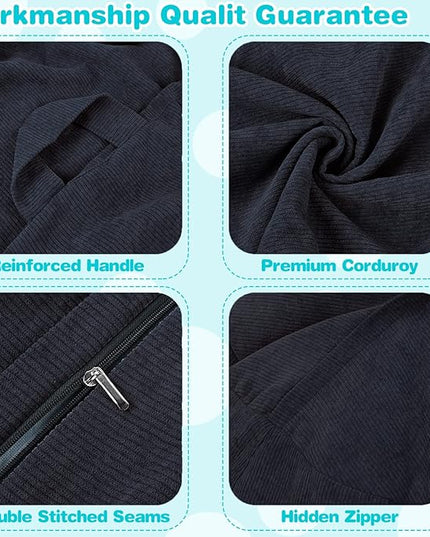 Bean Bag Chair Cover (No Filler) Stuffed Animal Storage for Kids .Soft Premium Corduroy Stuffable Beanbag for Organizing Children Plush Toys or Memory Foam Small 100L (Black) - LeafyLoom