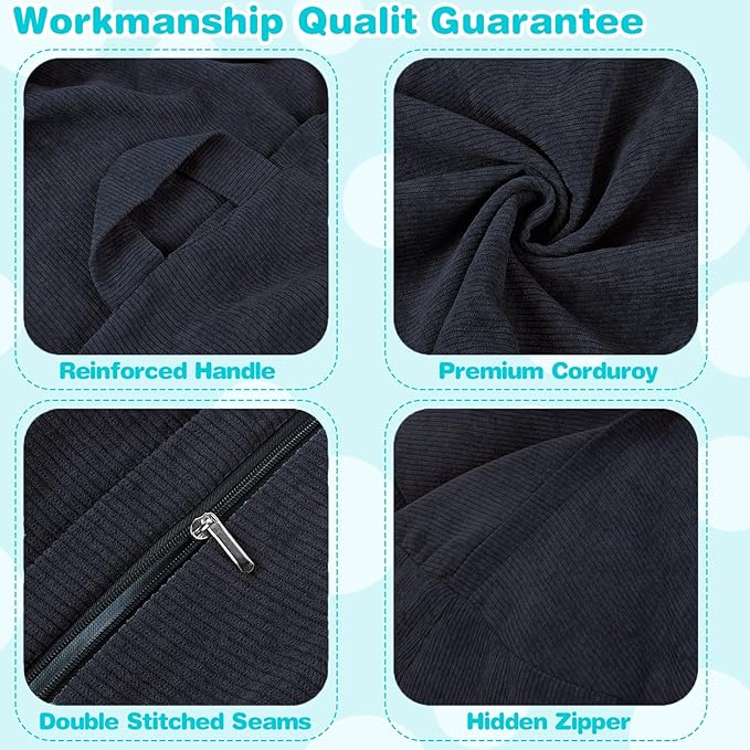 Bean Bag Chair Cover (No Filler) Stuffed Animal Storage for Kids .Soft Premium Corduroy Stuffable Beanbag for Organizing Children Plush Toys or Memory Foam Small 100L (Black) - LeafyLoom