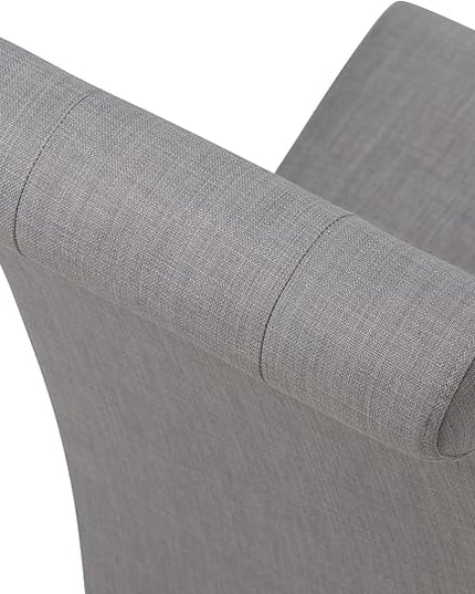 SIMPLIHOME Cosmopolitan Parson Dining Chair (Set of 2), Dove Grey Linen Look Fabric and SOLID WOOD, Square, Upholstered, For the Dining Room, Transitional Modern - LeafyLoom