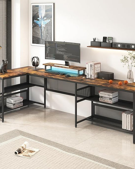 NicBex Laik-DW-00008-DX Desks, 82" W x 43" D x 35" H, Brown - LeafyLoom
