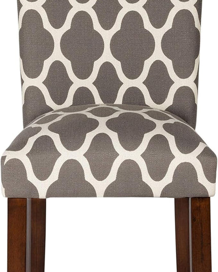 HomePop Parsons Classic Upholstered Accent Dining Chair, Set of 2, Grey and Cream Geometric - LeafyLoom
