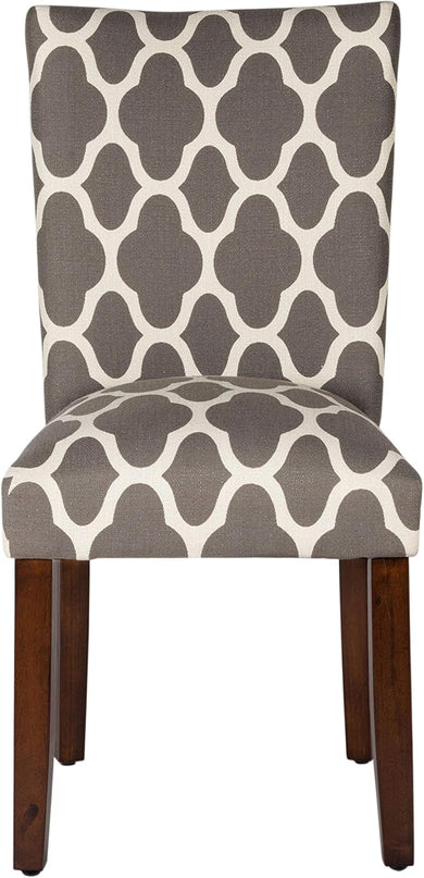 HomePop Parsons Classic Upholstered Accent Dining Chair, Set of 2, Grey and Cream Geometric - LeafyLoom