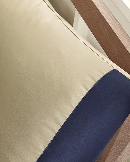 Intelligent Design Robbie Cozy Comforter Set Bed in A Bag, Modern Casual All Season Bedding Set, Matching Sham, Decorative Pillow, Navy/Tan, Queen, 9 Piece - LeafyLoom