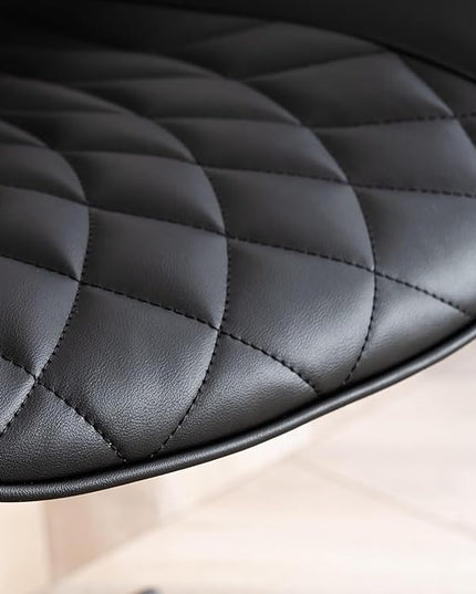 YOUNIKE Desk Chair with Wheels Armless Office Chair Swivel Rolling Task Chair with Back Upholstered Faux Leather Computer Chair Height Adjustable Modern Ergonomic Seat, Loads 300 lbs, Black - LeafyLoom