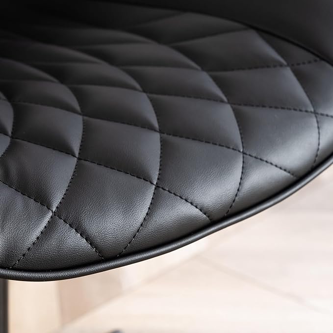 YOUNIKE Desk Chair with Wheels Armless Office Chair Swivel Rolling Task Chair with Back Upholstered Faux Leather Computer Chair Height Adjustable Modern Ergonomic Seat, Loads 300 lbs, Black - LeafyLoom