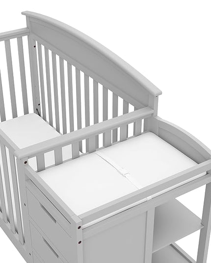 Graco Benton 5-in-1 Convertible Crib and Changer (Pebble Gray) – Crib and Changing Table Combo, Includes Water-Resistant Changing Pad, 3 Drawers, Converts to Toddler Bed, Daybed and Full-Size Bed - LeafyLoom