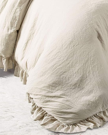 Lush Decor Reyna Ruffle Comforter Set - 3 Piece Cozy Ruffled Bedding Set - Timeless Elegance and Comfort for Bedroom - California King, Wheat - LeafyLoom