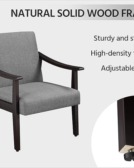 Yaheetech Accent Chair, Mid-Century Living Room Chair, Modern Linen Fabric Side Chair with High Back for Living Room/Office/Bedroom, Minimalist, Dark Gray - LeafyLoom