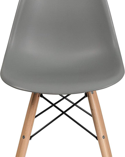 Flash Furniture Elon Series Moss Gray Plastic Chair with Wooden Legs - LeafyLoom
