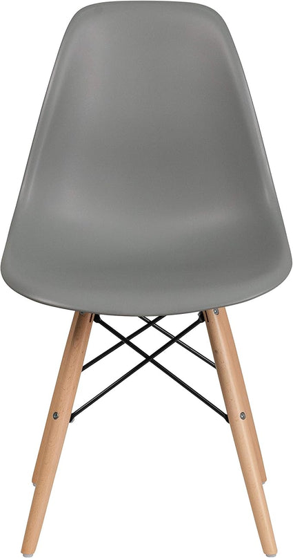 Flash Furniture Elon Series Moss Gray Plastic Chair with Wooden Legs - LeafyLoom