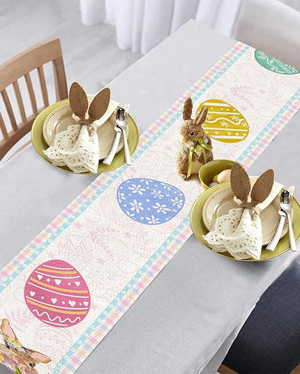 Easter Table Runner 72 Inch Easter Bunny Eggs Table Runner Buffalo Plaid Check Decor for Kitchen Dining Table Home Party Decorations Unibyby