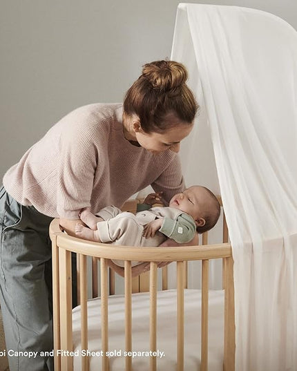 Stokke Sleepi Mini Bundle, White - includes Crib/Bed, Mattress & Drape Rod - Suitable for Ages 0-5 Years Old - Adjustable & Stylish - LeafyLoom