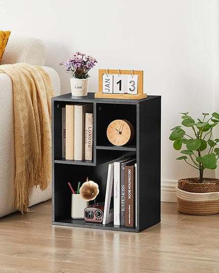 VECELO 3-Cube Bookshelf, Fits Tallest Hardcovers, Horizontal Available, Modern Bookcase, Cubby Storage Organizer for Small Space, Bedroom, Living Room,Black - LeafyLoom