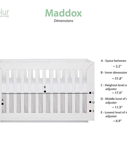 Dream On Me Evolur Maddox Modern Crib, Weathered White - LeafyLoom