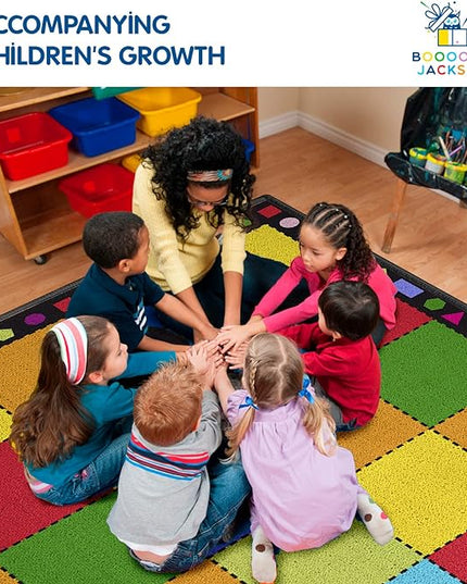 Booooom Jackson Classroom Rug Large Colorful Classroom Carpet with Non-Slip Backing, 10'4''x13' Children's School Seating Rug Elementary - LeafyLoom