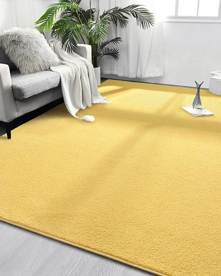 Area Rugs for Bedroom Living Room, 5x8 Yellow Super Soft Comfy Thickened Memory-Foam Indoor Carpets, Modern Aesthetic Minimalist Carpet for Boys Girls Adults Apartment Nursery Home Décor - LeafyLoom