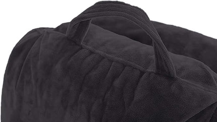 Husband Pillow XXL Cover Only Black, Cozy Microfiber Bed Rest Pillow Cover with Arms - Array of Colors - Generous Side and Back Pockets for Your Favorite Comfy Reading Pillow - LeafyLoom