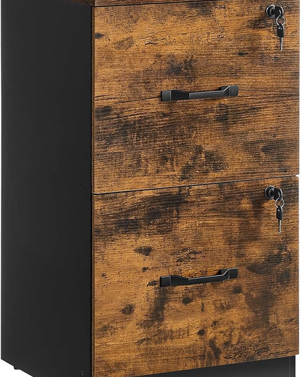 VASAGLE 2-Drawer Vertical File Cabinet, Filing Cabinet for Home Office, Printer Stand, with 2 Lockable Drawers, Adjustable Hanging Rail, for A4 and Letter-Size Files, Rustic Brown UOFC061B01 - LeafyLoom