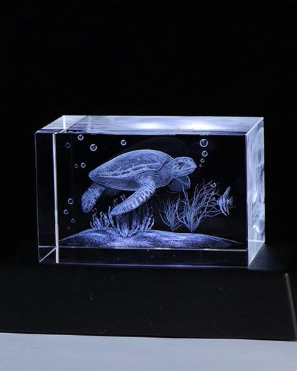 Qianwei 3D Crystals sea turtle decor gifts for women, turtle figurines stuff gifts for turtle lovers sea turtle statue paperweight Birthday for BEST friend, Keepsake&Paperweight - LeafyLoom