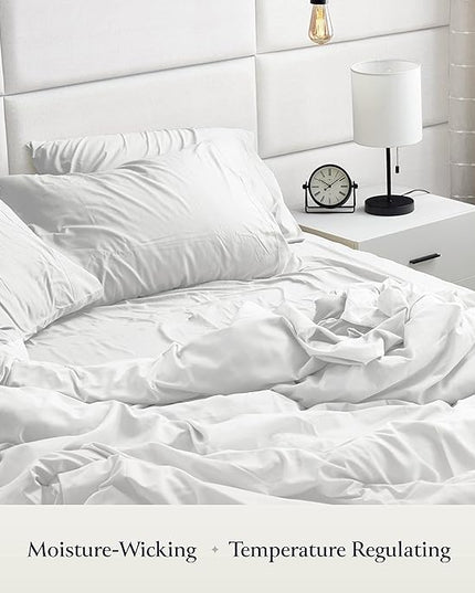 BELADOR Silky Soft Queen Sheet Set - 6 Piece White Bed Sheets for Queen Size Bed, Secure-Fit Deep Pocket Sheets with Elastic, Breathable Hotel Sheets & Pillowcase Set, Wrinkle Free Oeko-Tex Sheets - LeafyLoom