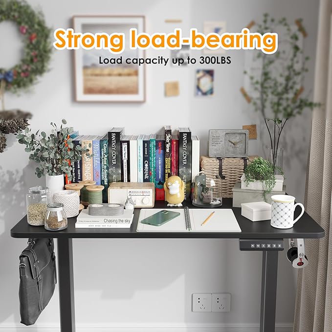 STARY Electric Memory Preset 40 x 24 Inches Adjustable Height Computer Workstation Sit Stand Home Office Desk with Splice Board, 4024, Black Desktop/Black Frame - LeafyLoom