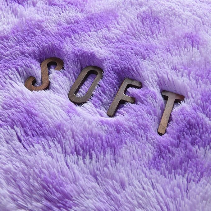 5x8 Large Area Rugs for Living Room, Super Soft Fluffy Modern Bedroom Rug, Tie-Dyed Purple Indoor Shag Fuzzy Carpets for Girls Kids Nursery Room Home Decor - LeafyLoom