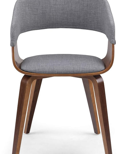 SIMPLIHOME Lowell 17 Inch Mid Century Modern Bentwood Dining Chair in Light Grey Linen Look Fabric, For the Dining Room - LeafyLoom