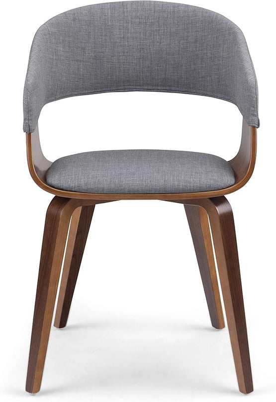 SIMPLIHOME Lowell 17 Inch Mid Century Modern Bentwood Dining Chair in Light Grey Linen Look Fabric, For the Dining Room - LeafyLoom