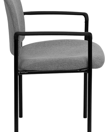 Flash Furniture Tiffany Comfort Gray Fabric Stackable Steel Side Reception Chair with Arms - LeafyLoom