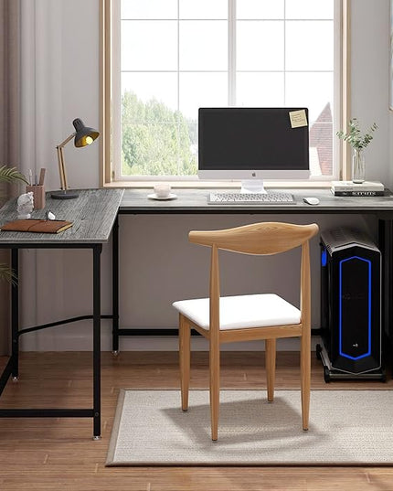 66 Inch L-Shaped Corner Computer Desk, Home Office Desk, Large Space Gaming Desk, Studying Writing Table Workstation, Gray - LeafyLoom