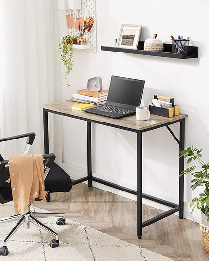 VASAGLE Computer Desk, Gaming Desk, Home Office Desk, for Small Spaces, 19.7 x 39.4 x 29.5 Inches, Industrial Style, Metal Frame, Greige and Black ULWD041B02V1 - LeafyLoom