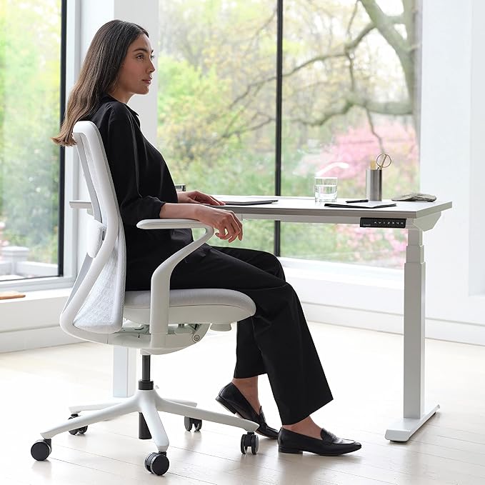Branch Verve Chair - High Performance Executive Office Chair with Contoured Seat Back and Adjustable Lumbar Rest - High Density Foam Cushion with Aluminum Base - Up to 275 lbs - Mist - LeafyLoom