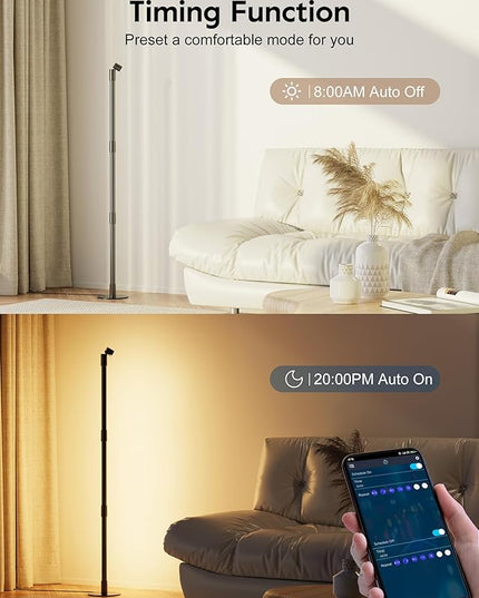 Smart RGBW LED Lamp with Spotlight, App & Remote Control, Music Sync, 16 Million Colors & Memory Function, Perfect for Living Room Bedroom Gaming Room & TV Backlighting Ambient Lighting & Wall Decor - LeafyLoom