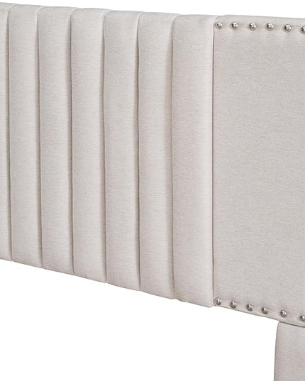 Queen Size Linen Upholstered Platform Bed with 2 Drawers and Twin XL Size Trundle,Solid Wood Bed Frame w/Classic Headboard Design,for Bedroom,Apartment,Living Room,Beige - LeafyLoom