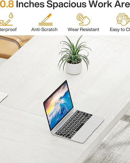 Tribesigns 70.8-Inch Executive Desk, Large Computer Office Desk Workstation, Modern Simple Style Laptop Desk Study Writing Table Business Furniture for Home Office (White, 70.8 Inch) - LeafyLoom