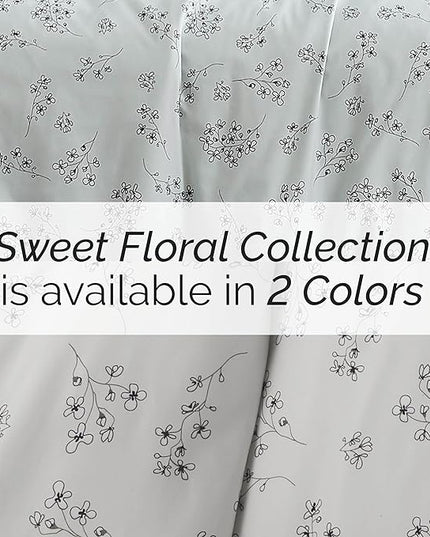 Southshore Fine Living, Inc. 3-Piece Full/Queen Comforter Set, Down Alternative All-Season Floral Comforter with Matching Shams, Soft Flowered Bedspread, Full or Queen Bedding, Sweet Florals Blue - LeafyLoom