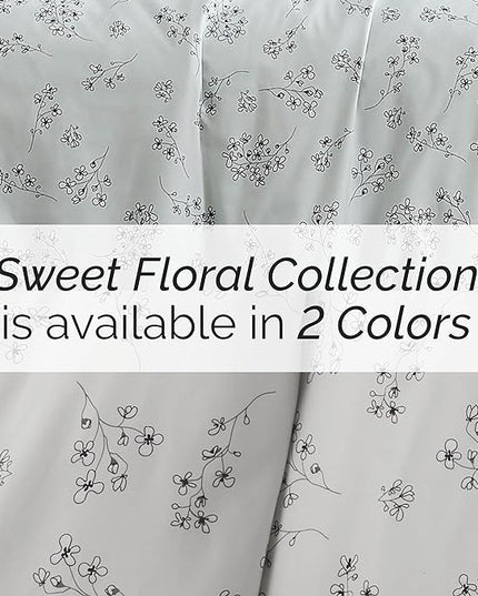 Southshore Fine Living, Inc. 3-Piece Oversized King Comforter Set, Down Alternative Floral Comforter with Matching Shams, Soft Flowered Bedspread for King or Cal King Beds, Sweet Florals Grey - LeafyLoom