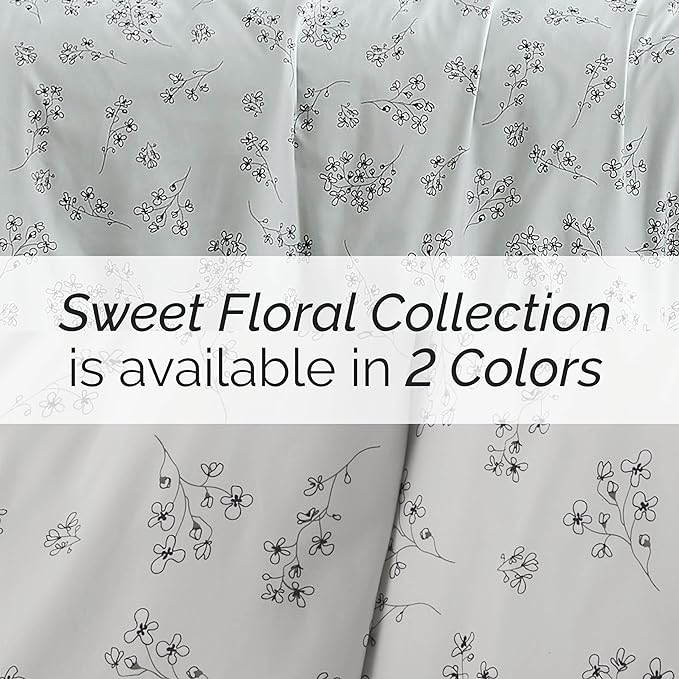 Southshore Fine Living, Inc. 3-Piece Oversized King Comforter Set, Down Alternative Floral Comforter with Matching Shams, Soft Flowered Bedspread for King or Cal King Beds, Sweet Florals Grey - LeafyLoom