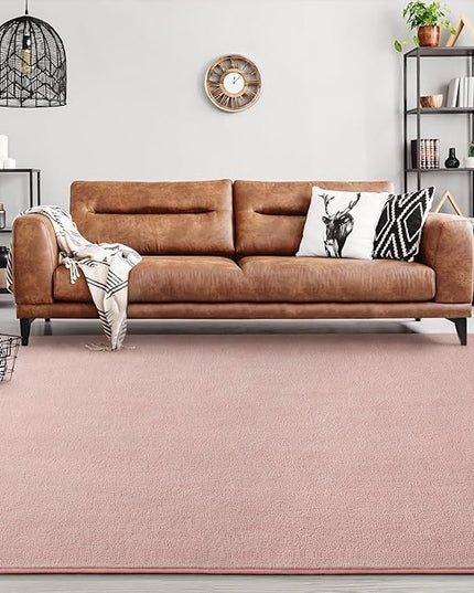 Area Rugs for Bedroom Living Room, 4x6 Pink Super Soft Comfy Thickened Memory-Foam Indoor Carpets, Modern Aesthetic Minimalist Carpet for Boys Girls Adults Apartment Nursery Home Décor - LeafyLoom