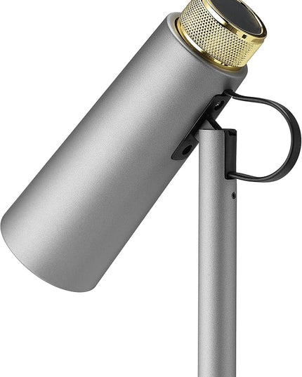 Dimmable 4W LED Desk Light Charging Station - Smart Phone Qi Wireless Charger Lamp w/Adjustable Shade - Modern Bedside/Study/Office Table Lighting - Silver/Gold - LeafyLoom