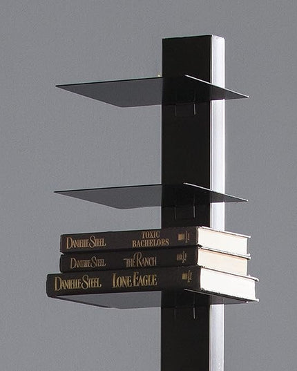 SEI Furniture 12 shelf Metal Spine Book Tower, Black - LeafyLoom